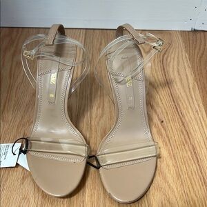 Zara women’s 38/7.5 clear strap heeled sandals.